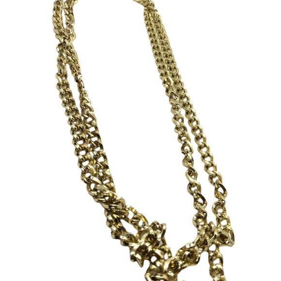 Double stack chain gold necklace long tiered can be‎ doubled up - Picture 1 of 2